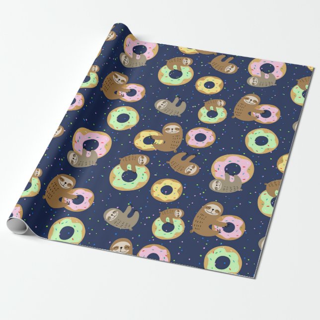 Sloth Pattern Wrapping Paper (Unrolled)