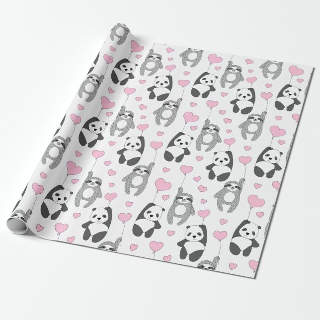 Sloth Pattern Wrapping Paper (Unrolled)