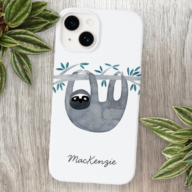 Sloth Personalised iPhone Case (Sloth watercolor personalized cell phone case)