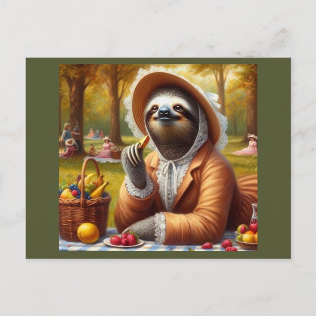 Sloth Picnic Postcard (Front)