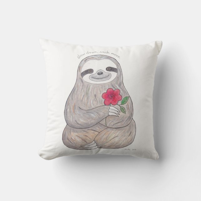 Sloth Pillow Slow Life Sloth Throw Pillow Cushion (Front)