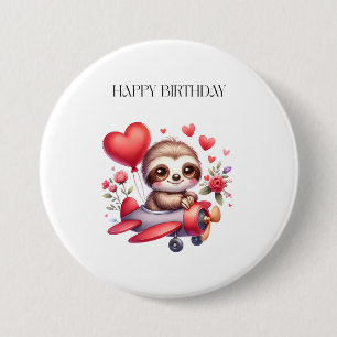 Sloth Pilot Birthday 7.5 Cm Round Badge