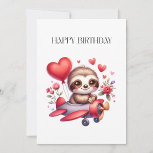 Sloth Pilot Birthday Card