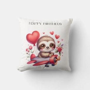 Sloth Pilot Birthday Cushion