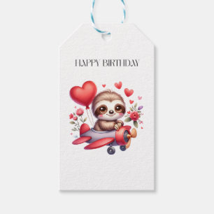 Sloth Pilot Birthday Gift Tags