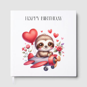 Sloth Pilot Birthday Guest Book