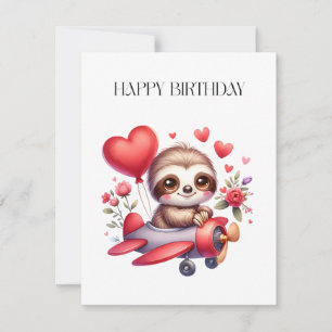 Sloth Pilot Birthday Invitation