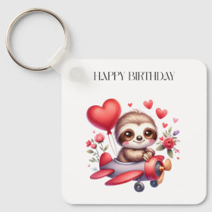 Sloth Pilot Birthday Key Ring