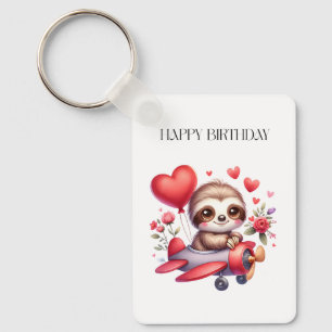 Sloth Pilot Birthday Key Ring