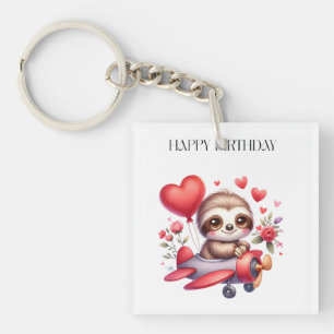 Sloth Pilot Birthday Key Ring