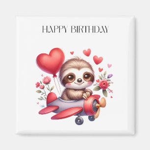 Sloth Pilot Birthday Magnet
