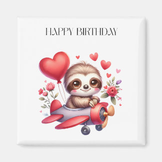 Sloth Pilot Birthday Magnet
