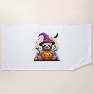 Sloth Pink Hat Halloween Beach Towel