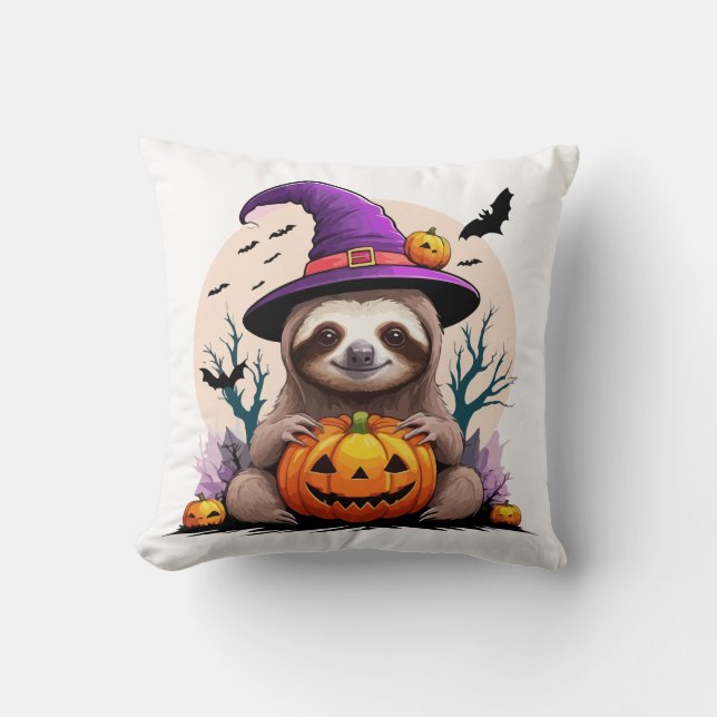 Sloth Pink Hat Halloween Cushion (Front)