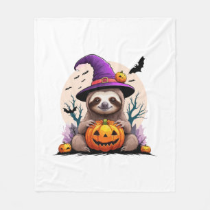 Sloth Pink Hat Halloween Fleece Blanket