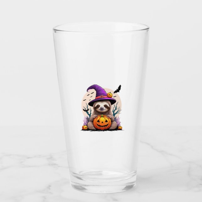 Sloth Pink Hat Halloween Glass (Front)
