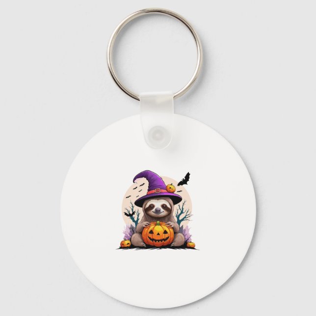 Sloth Pink Hat Halloween Key Ring (Front)