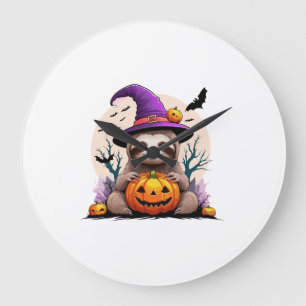 Sloth Pink Hat Halloween Large Clock