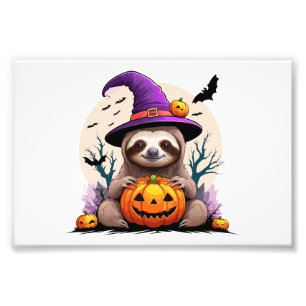 Sloth Pink Hat Halloween Photo Print