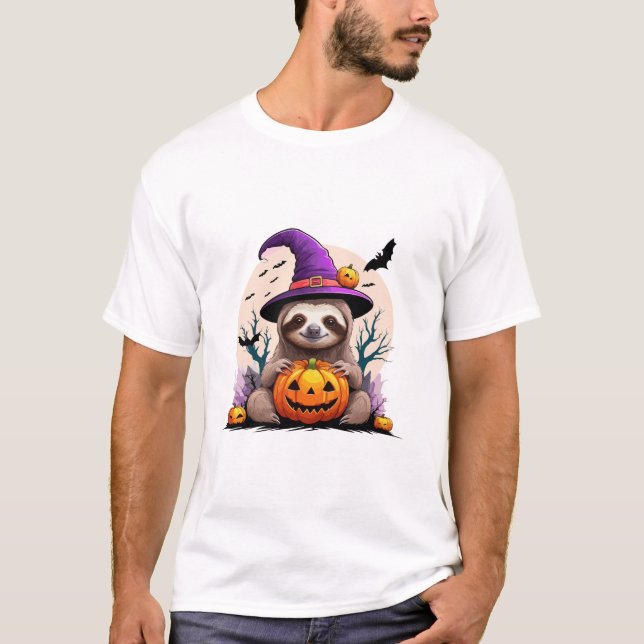 Sloth Pink Hat Halloween T-Shirt (Front)