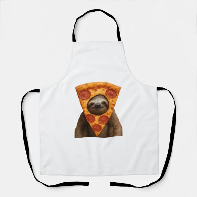 Sloth pizza funny weird prank meme cute happy chri apron (Front)