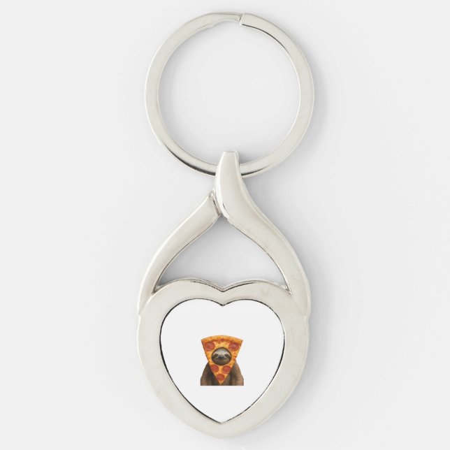 Sloth pizza funny weird prank meme cute happy chri key ring (Front)