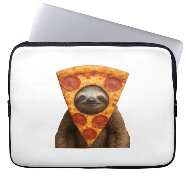 Sloth pizza funny weird prank meme cute happy chri laptop sleeve (Front)