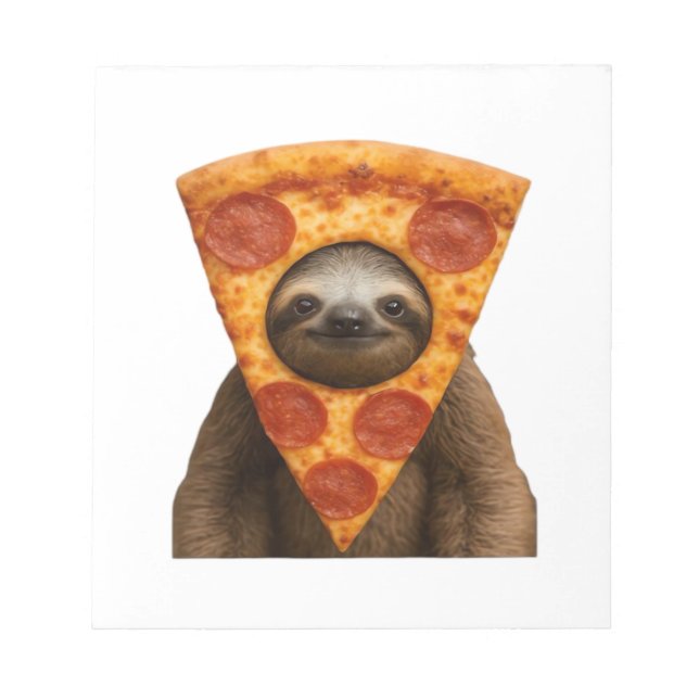 Sloth pizza funny weird prank meme cute happy chri notepad (Front)