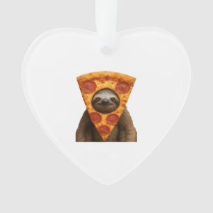 Sloth pizza funny weird prank meme cute happy chri ornament