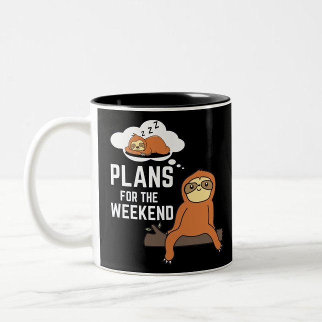 Sloth Plans For The Weekend Two-Tone Coffee Mug (Left)
