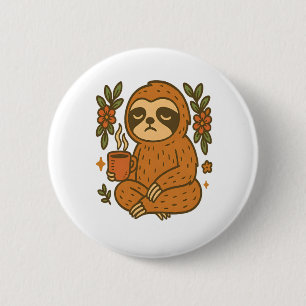 Sloth Playing Guitar 6 Cm Round Badge