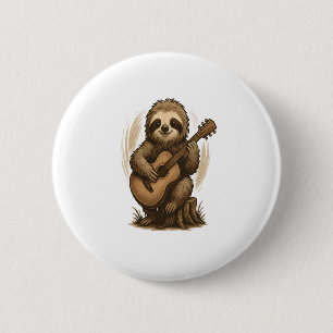 Sloth Playing Guitar 6 Cm Round Badge