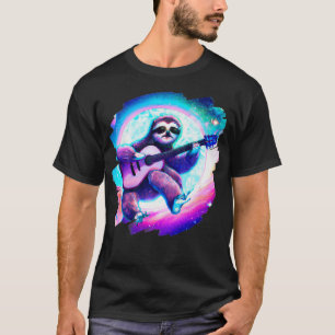 Sloth Playing Guitar in Space Outer Space Music Sl T-Shirt