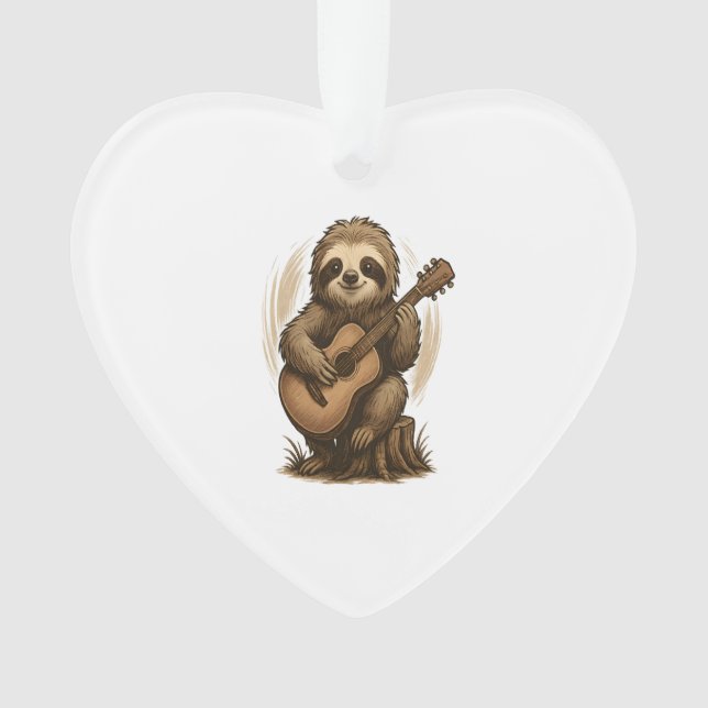 Sloth Playing Guitar Ornament (Front)