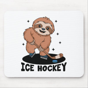 Sloth Playing Ice Hockey Player Sports Athlete Gam Mouse Pad