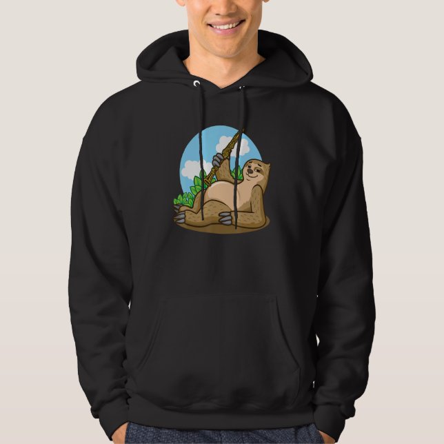 Sloth Playing The Oboe Musical Wind Instruments Hoodie (Front)