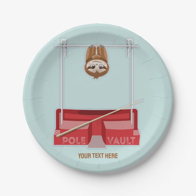 Sloth Pole Vault Athletics Paper Plate (Front)