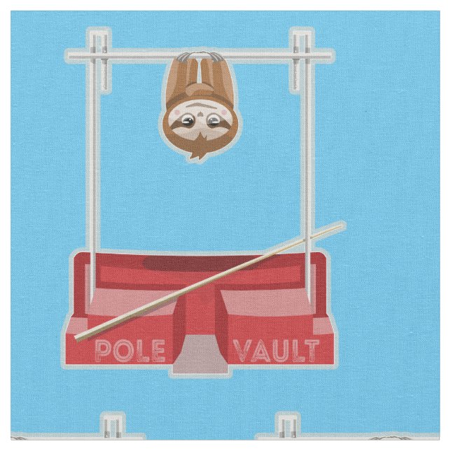 Sloth Pole Vaulting Sports Day Fabric (Close Up)