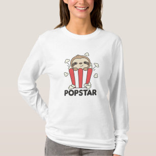Sloth Popcorn Pop Star Poppin Funny Sloth T-Shirt