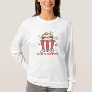 Sloth Popcorn Whats Poppin Funny Sloths T-Shirt