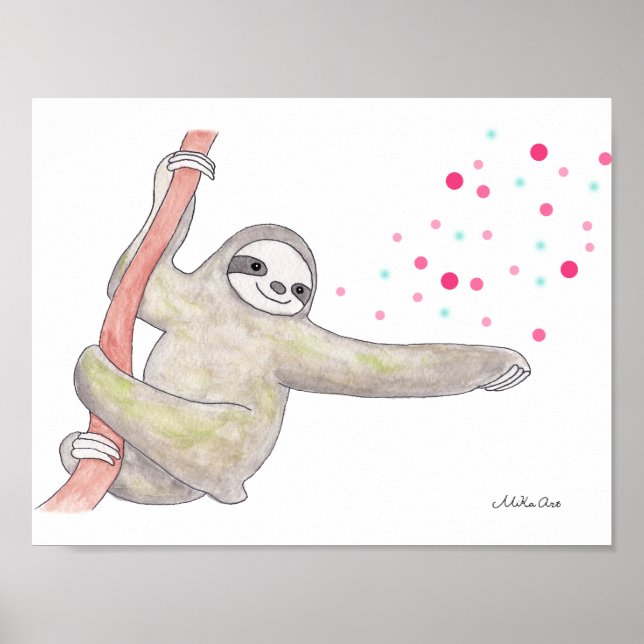 Sloth Poster Sloth Print Sloth Wall Art Decor (Front)