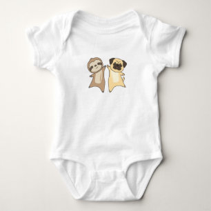 Sloth Pug Dog Animal Lovers Sloth Dogs Baby Bodysuit