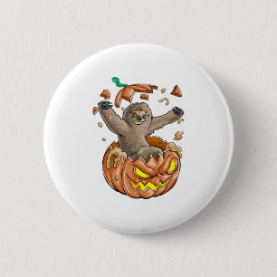 Sloth Pumpkin Halloween 6 Cm Round Badge