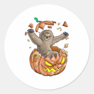Sloth Pumpkin Halloween Classic Round Sticker