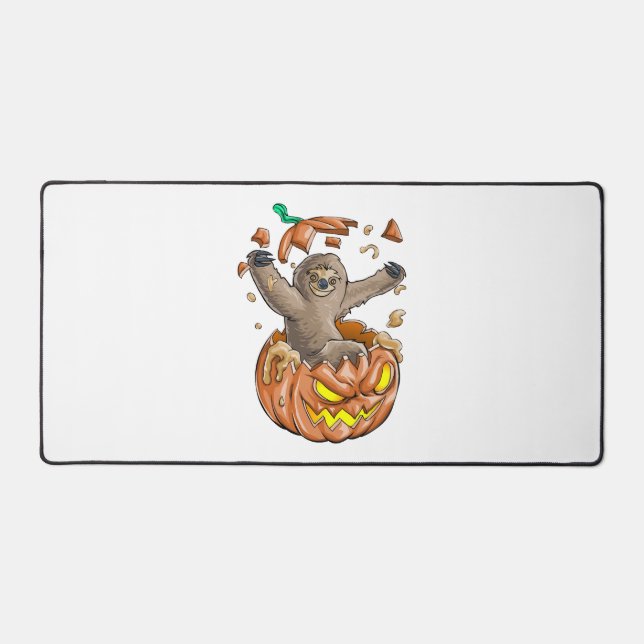 Sloth Pumpkin Halloween Desk Mat (Front)