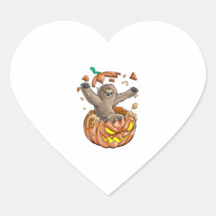 Sloth Pumpkin Halloween Heart Sticker