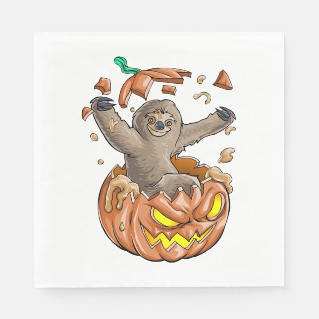 Sloth Pumpkin Halloween Napkin (Front)