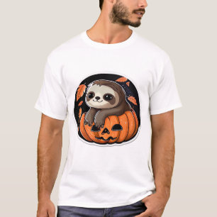 sloth pumpkin Halloween sticker Oversized T-Shirt