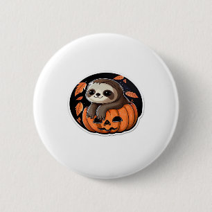 sloth pumpkin Halloween sticker Oversized T-Shirt 6 Cm Round Badge