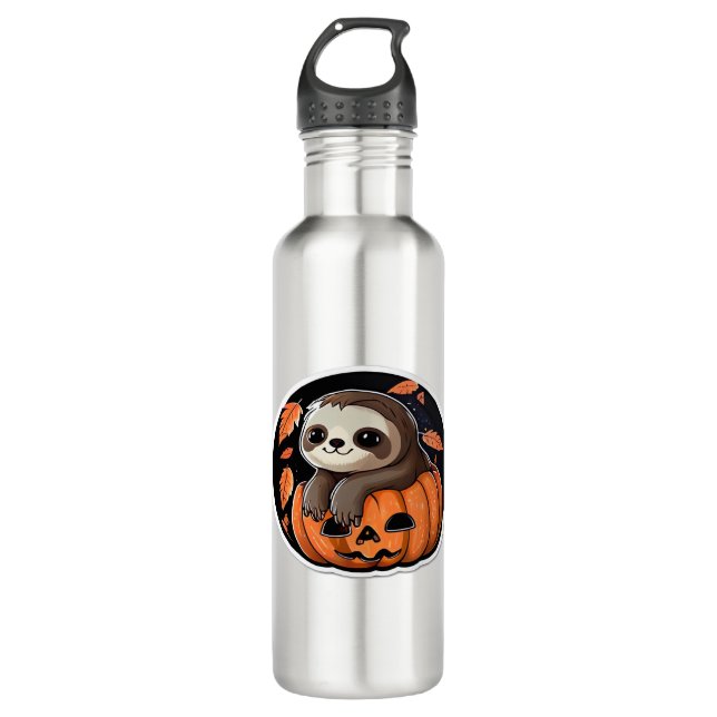 sloth pumpkin Halloween sticker Oversized T-Shirt 710 Ml Water Bottle (Front)